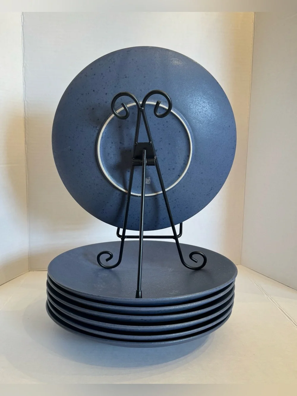 RARE Crate Barrel Craft Indigo Stoneware Coupe Dinner Plate 11